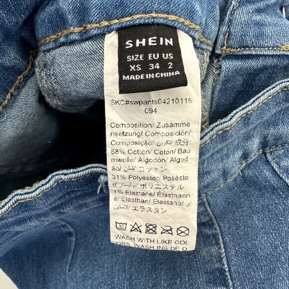 Shein Flare Raw Hem Women's size 2 Medium Blue Denim Jeans - Picture 3 of 4